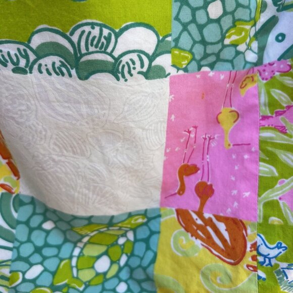 VTG Lilly Pulitzer Reversible Skirt Yellow Pink Shells Patchwork Wrap Preppy - Picture 8 of 9